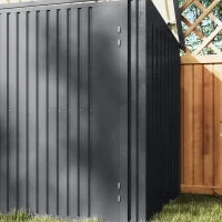 Copribidoni in Acciaio per 3 Cassonetti da 240L con 2 Porte e Coperchio, 233x105x118.5/133 cm, Grigio Scuro