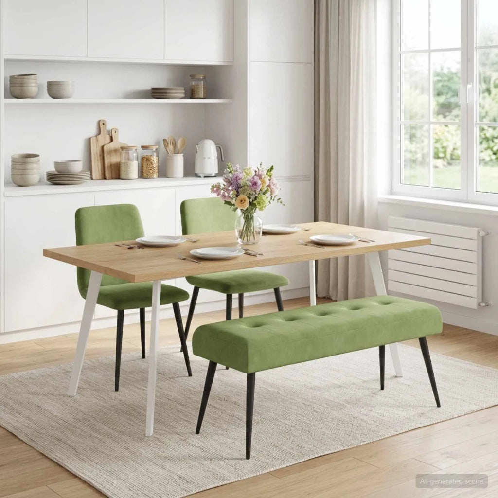 Panchina con bottoni imbottiti Verde chiaro 110 x 40 x 46 cm 42038532
