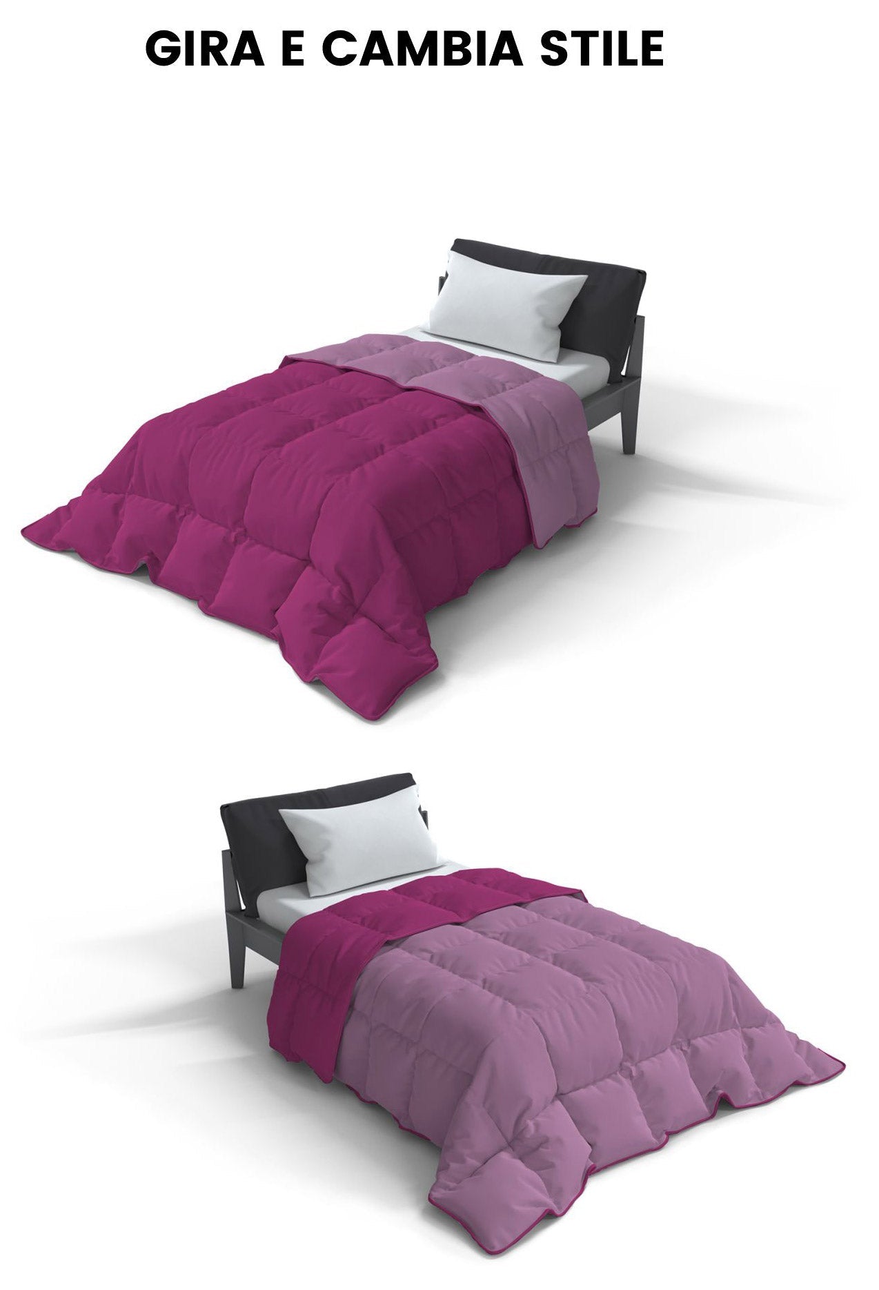 Trapunta Invernale Matrimoniale Doubleface 300gr Lilla/Fuxia