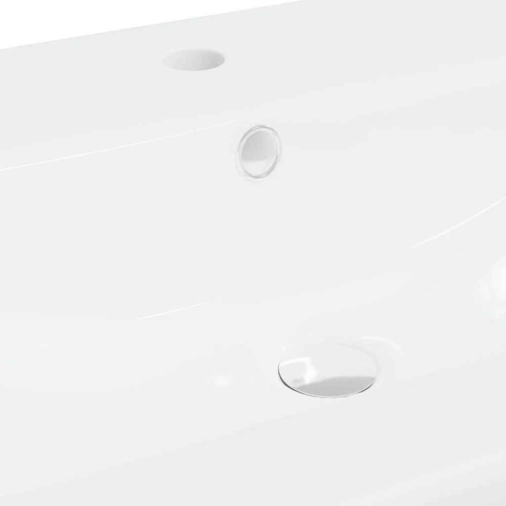 Lavabo da bagno con rubinetto integrato 101 cm ceramica bianca 02_0002799