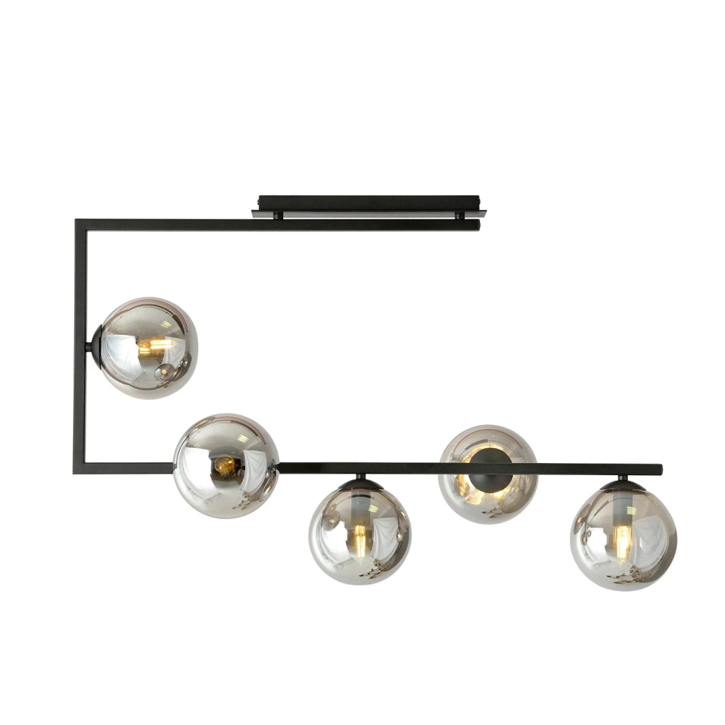 Plafoniera Minimal Nanna Acciaio Nero 5 Luci E14 Ip20