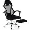 Sedia da Ufficio Ergonomica in Rete con Poggiapiedi, Poggiatesta e Braccioli Confortevoli, Poltrona con Schienale Inclinabile e Altezza Regolabile, Sedia Girevole, Portata 135 kg