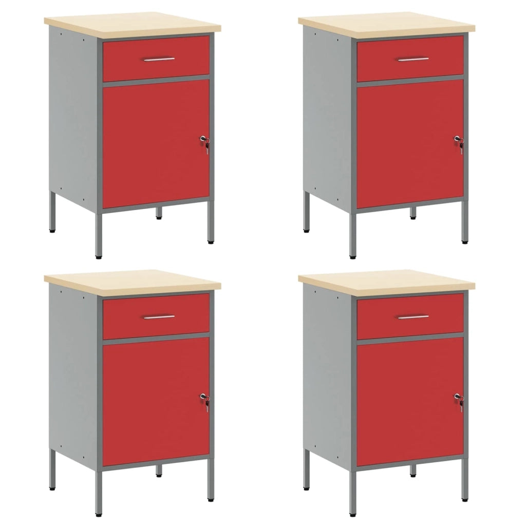 Mobile da lavoro 10 pcs Rosso Legno ingegnerizzato e acciaio 3321483