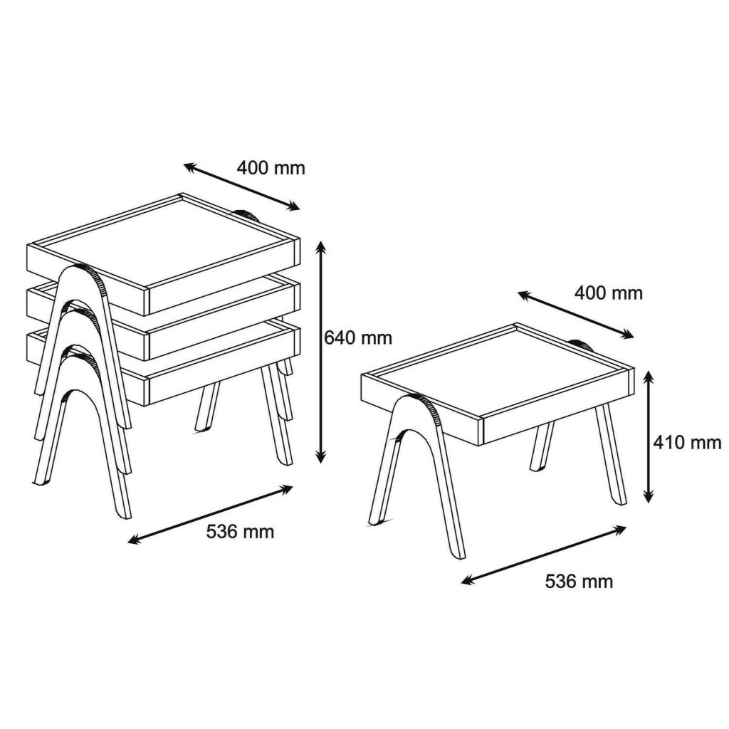Strembo, Tavolino da Salotto Forma Rettangolare, 40x53.6x64h cm Marrone Noce