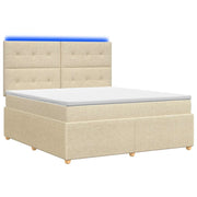 Letto Box Spring LED con Materasso Crema 160 x 200 cm Tessuto 3455900