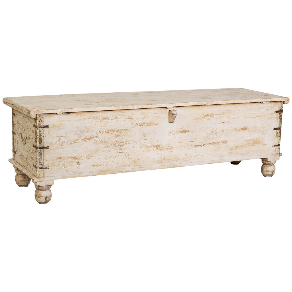 Baule in legno beige fatto a mano 150x45x45h cm