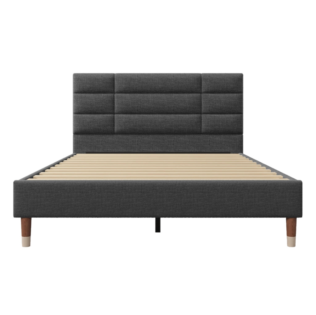 Letto matrimoniale 140x200 cm con testiera e materasso ortopedico 7 zone; grigio