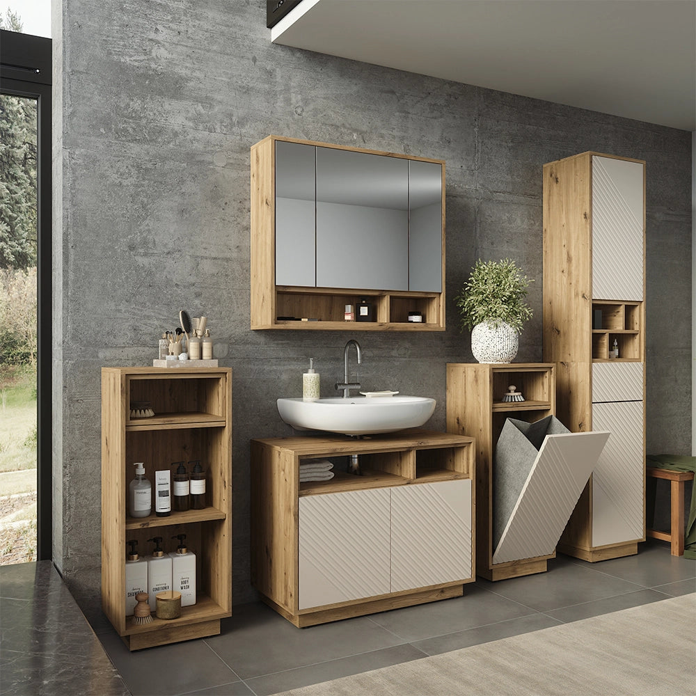 Set mobili bagno Beatrice Cachemire/Rovere artigianale Vicco