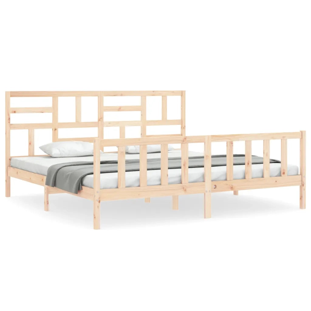 Giroletto senza Materasso-Struttura Letto 200x200 cm in Legno Massello di Pino 531599