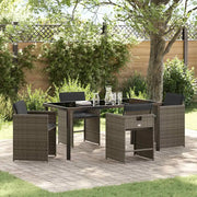 Set da Pranzo per Giardino con cuscino 5 pcs Grigio polyrattan