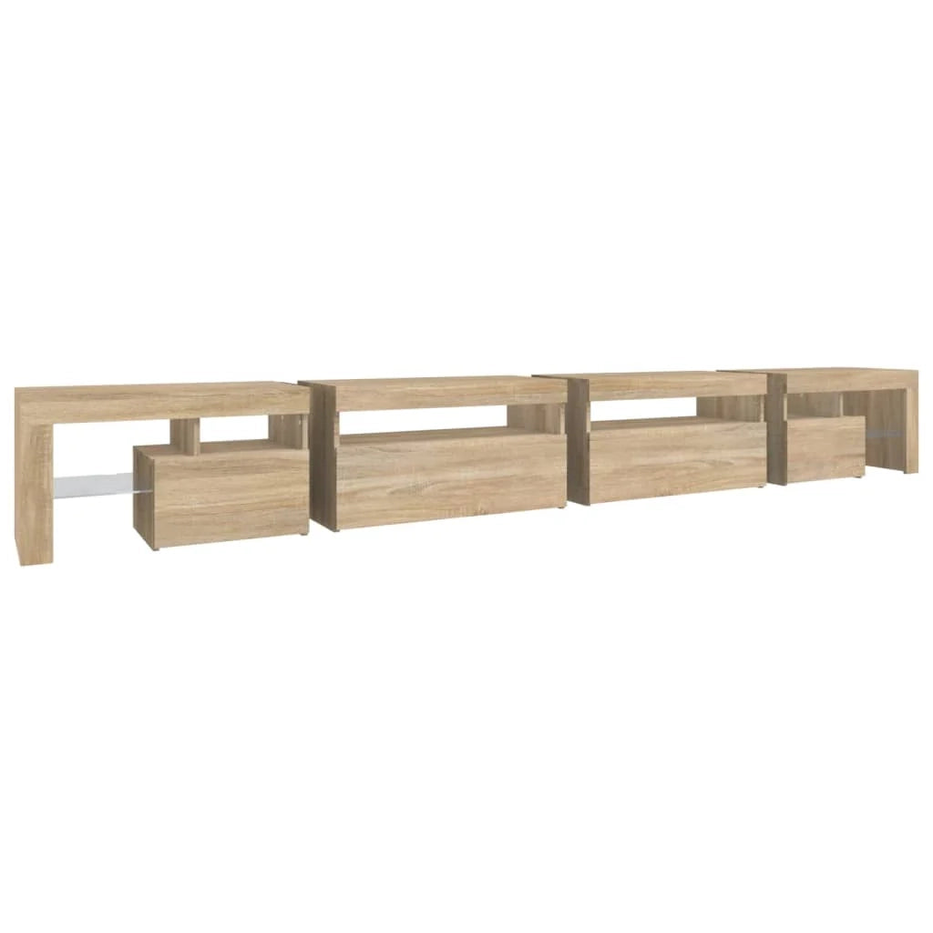 Mobile TV multimediale mensola TV credenza mobile TV per sala da pranzo soggiorno camera da letto con luci LED rovere Sonoma 290 x 36,5 x 40 cm marrone 02_0026778
