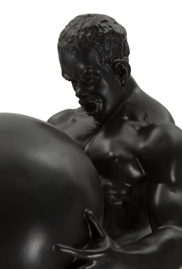 Statuetta Atlas 18,5x20,5x43,5 cm in Resina Nero e Oro