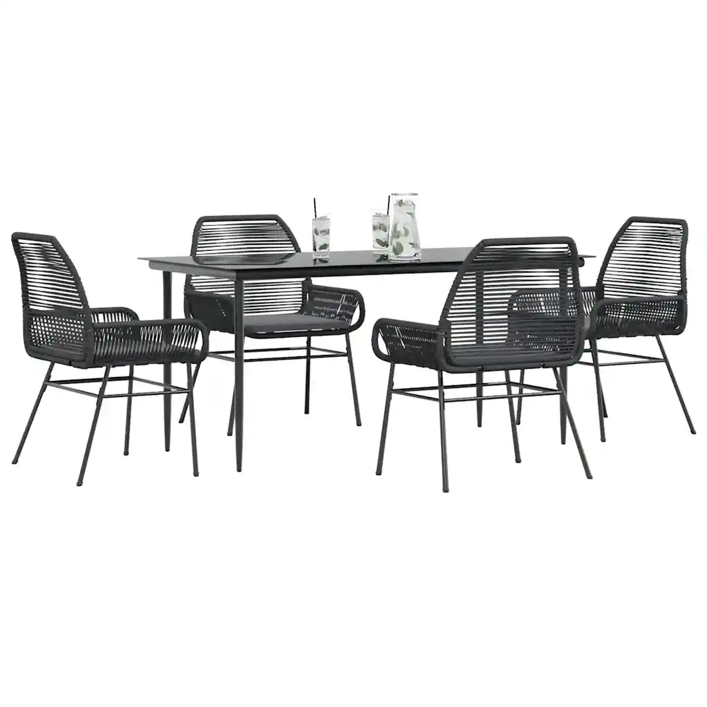 Set da Pranzo da Giardino con Cuscini 5 pz Polyrattan Vetro