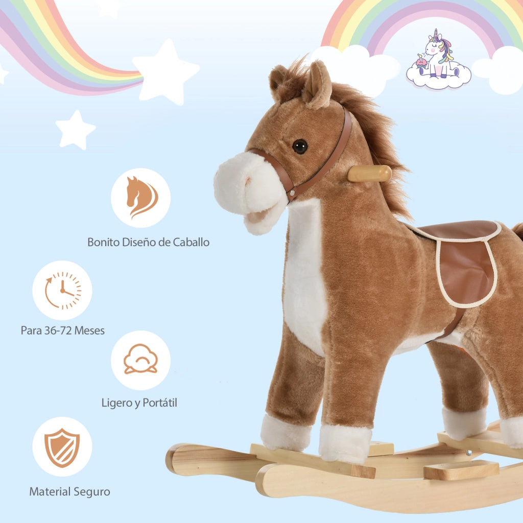 Cavallo Dondolo Bambini con Suoni e Movimenti ¨C Zephmum ¨C Marrone 65x32,5x61 cm