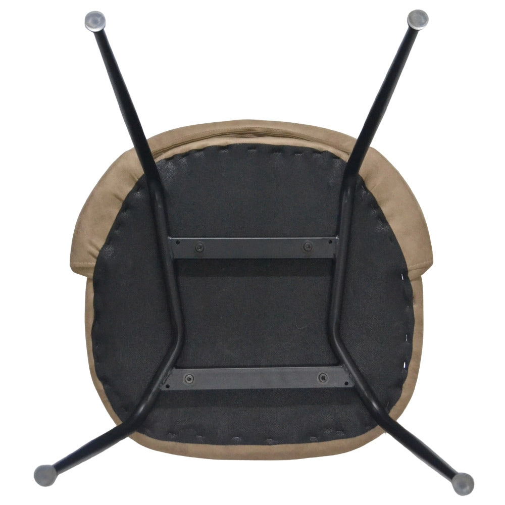 Sedia da sala pranzo Paola in microfibra nabuk marrone chiaro gambe metallo nero