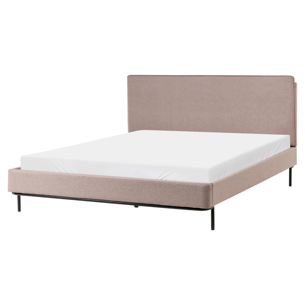Letto matrimoniale in Tessuto moderno tortora con testiera e rete 160 x 200 cm Design Moderno