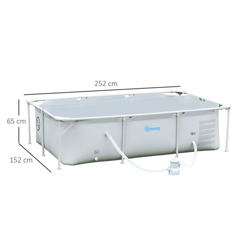PISCINA FUORI TERRA AUTOPORTANTERETTANGOLARE 252 X 152 X 65 CM GRIGIA