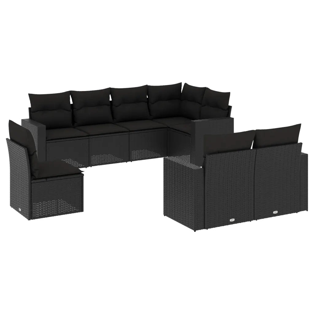 Set Divani da Giardino con Cuscini 8 pz Nero in Polyrattan 3251572