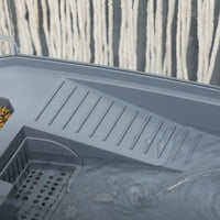 Vasca per Tartarughe Multifunzione 62x31x 21 cm con Tubo e Pompa d'Acqua Bianca