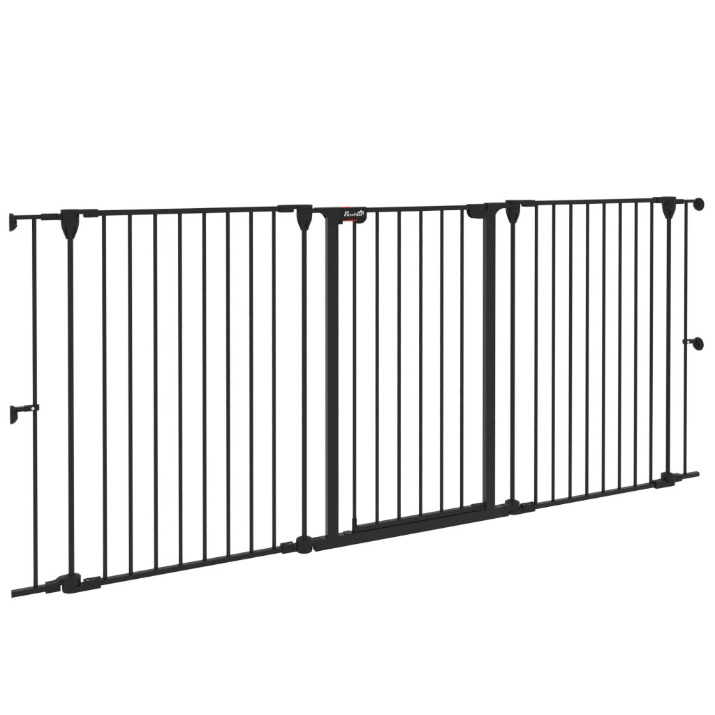 Recinto per Cani Pieghevole in Acciaio con 3 Pannelli ¨C zephmum ¨C Nero 206x90 cm