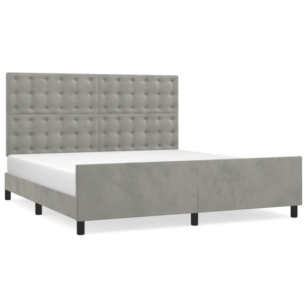 Giroletto senza Materasso Grigio Chiaro 160x200 cm Velluto