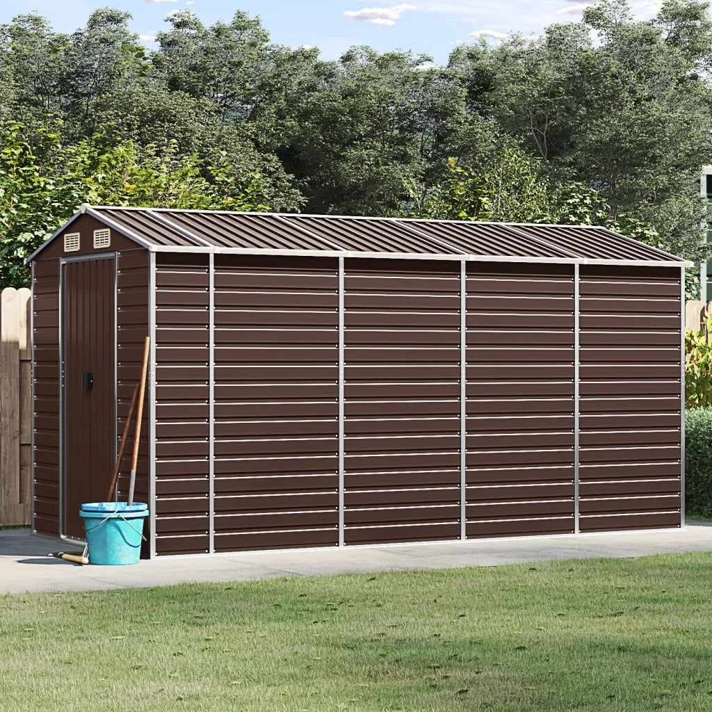 Casetta da giardino marrone 191x385x198 cm in acciaio zincato 3188267