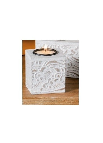 Porta tea-light candela in legno decorativa 6 x 6 x 6,5 cm