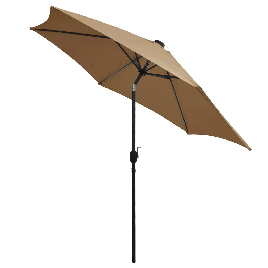 Ombrellone con LED e palo in alluminio 300 cm tortora 02_0008087