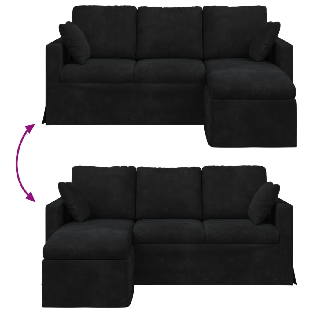 Divano Nero 198 x 134 x 80 cm Velluto 42024455