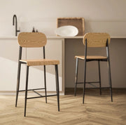 Sgabello bar 43x55x103 cm con poggiapiedi; facile da montare; acciaio; naturale