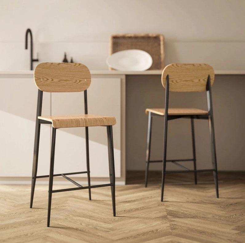 Sgabello bar 43x55x103 cm con poggiapiedi; facile da montare; acciaio; naturale