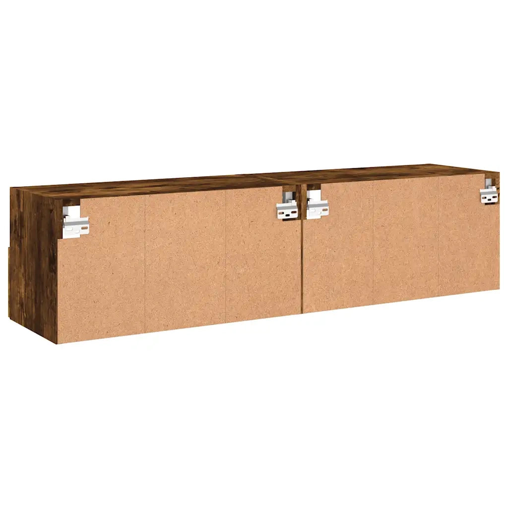 Mobili TV a Muro 2 pz Rovere Fumo 60x30x30 cm Legno Multistrato 836863