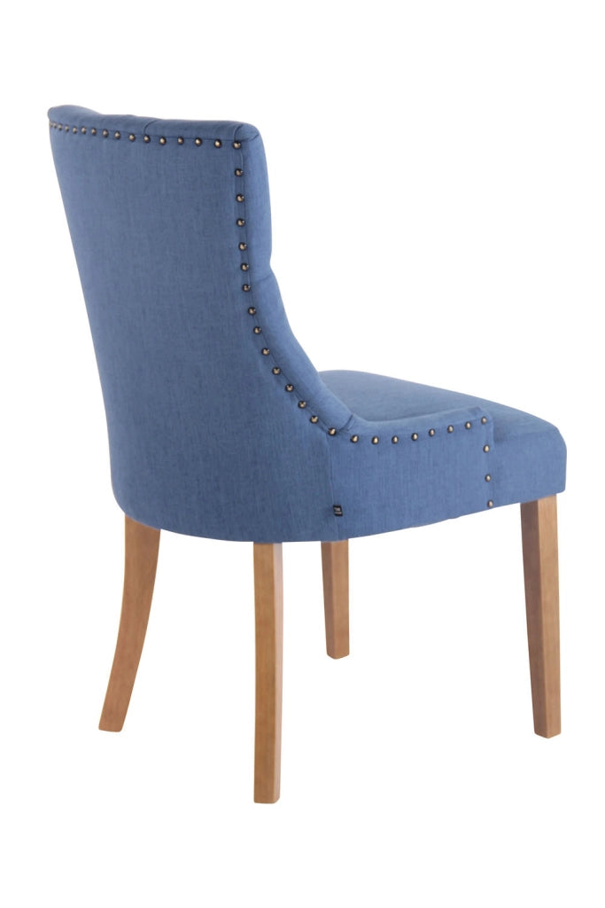 Poltrona da pranzo Aberdeen in tessuto blu,antico chiaro