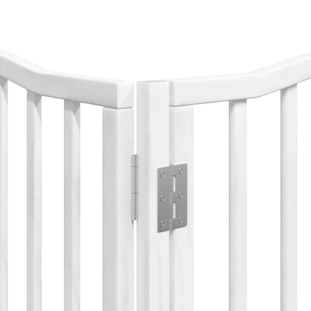 Cancelletto di sicurezza per animali domestici porta pieghevole 10 pannelli legno di pioppo bianco 02_0023100