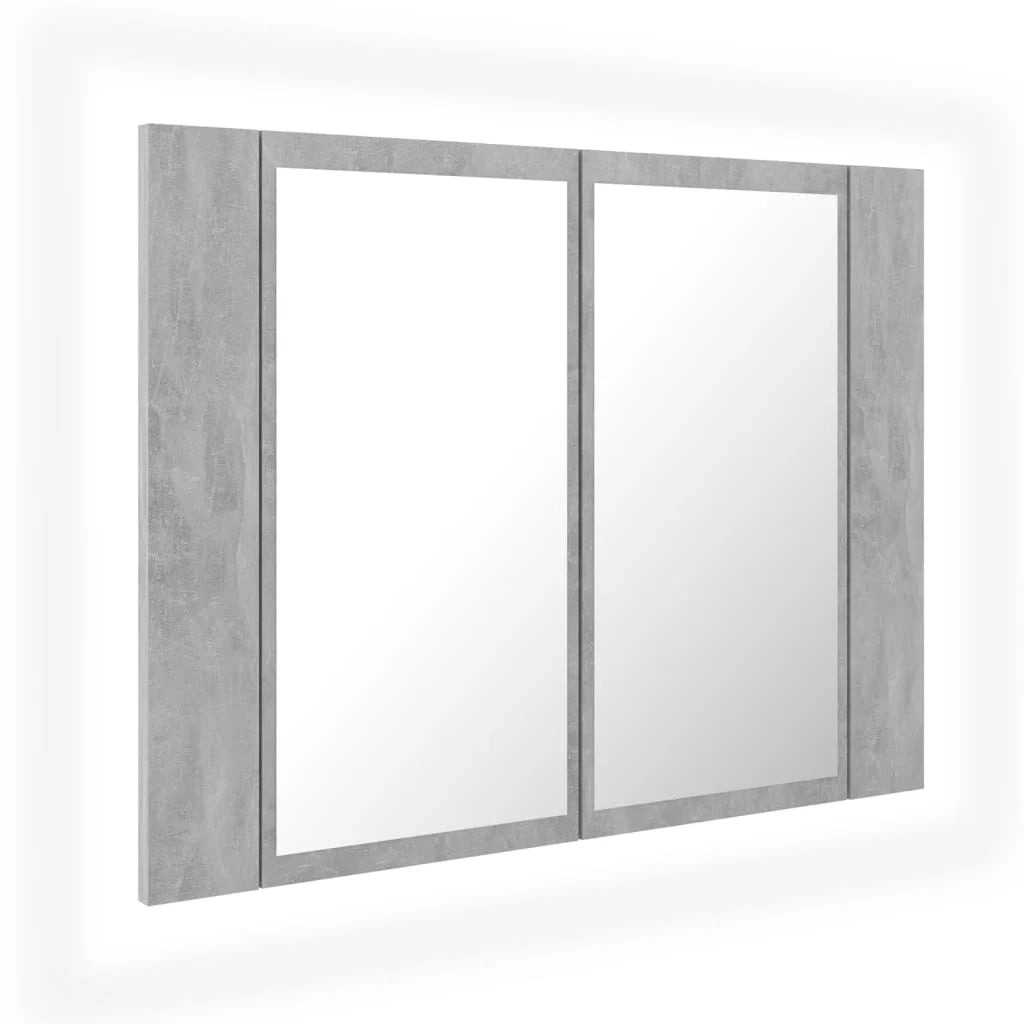 Mobiletto specchio da bagno 60 x 12 x 45 cm LED grigio cemento acrilico 02_0006608