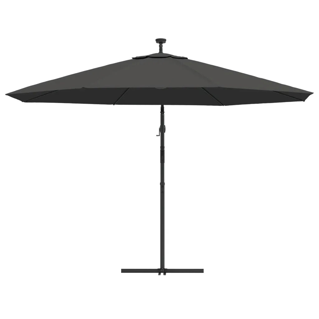 Ombrellone a Sbalzo con LED e Palo in Acciaio 350 cm Antracite 44525