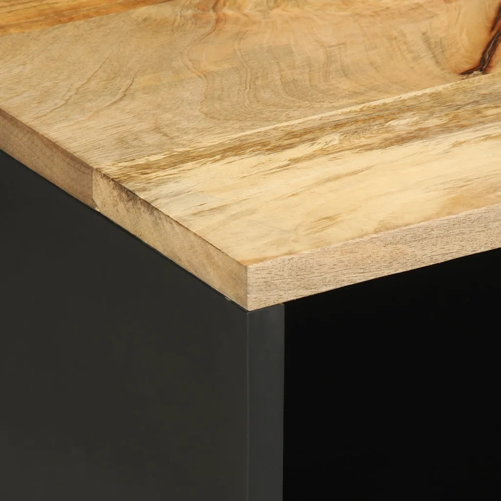 Mobile Porta TV Nero 80x33,5x46 cm Legno Massello Mango Grezzo 4018643