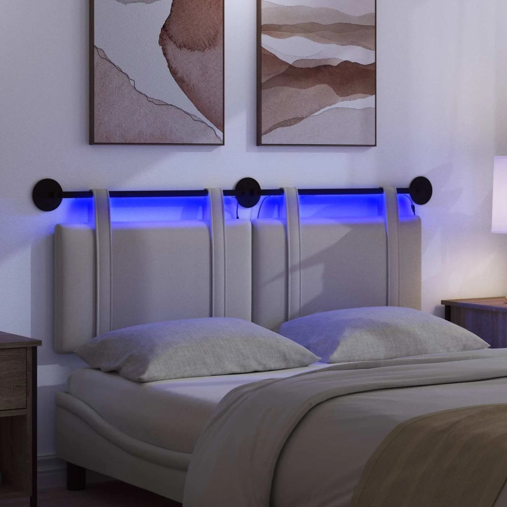 Testiera | Testata sospesa Con luce LED Grigio Nuvola Tessuto