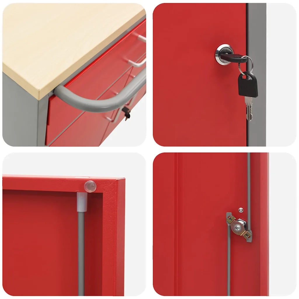 Banco da lavoro con cassetto Rosso e Grigio 75 x 45 x 85 cm CFW9756888