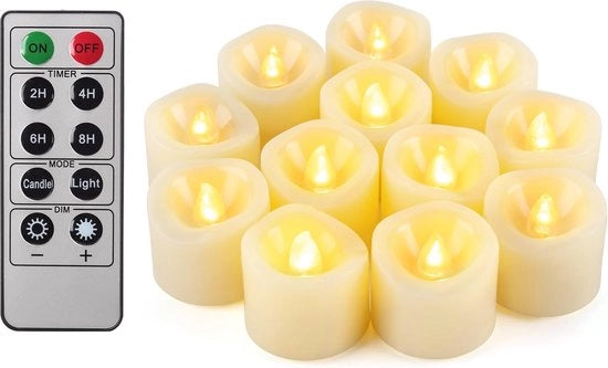 Set di candele LED a batteria con controllo remoto ininterrotto da 12 pezzi, timer per illuminazione esterna, per la decorazione di Natale (incluso batterie) 200 ore
