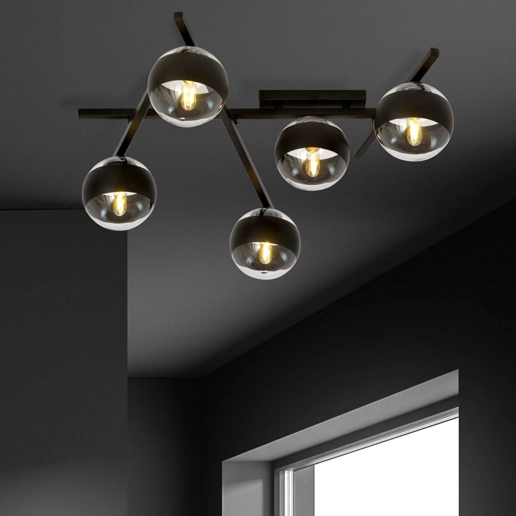 Lampadario Emibig SMART 5 luci E14 nero/trasparente