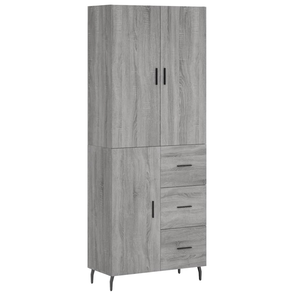 Buffet credenza cassettiera armadio mobile contenitore organizer cucina soggiorno salotto rovere Sonoma alto 69,5 x 34 x 180 cm legno ingegnerizzato grigio 02_0035413