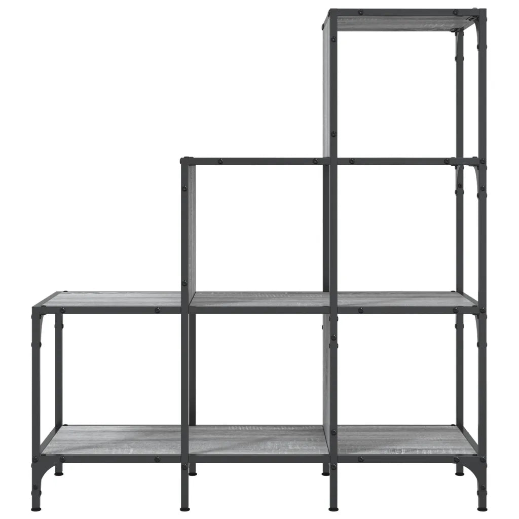 Libreria-Scaffale per Libri-Mobile di Stoccaggio Grigio Sonoma 92x30x102 cm Legno Multistrato e Metallo