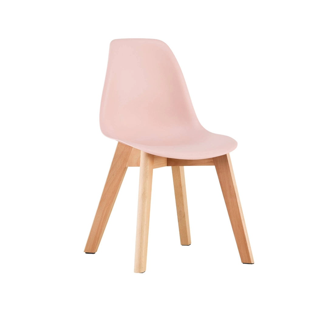 Sedia scandinava per bambini in legno di faggio, rosa pallido
