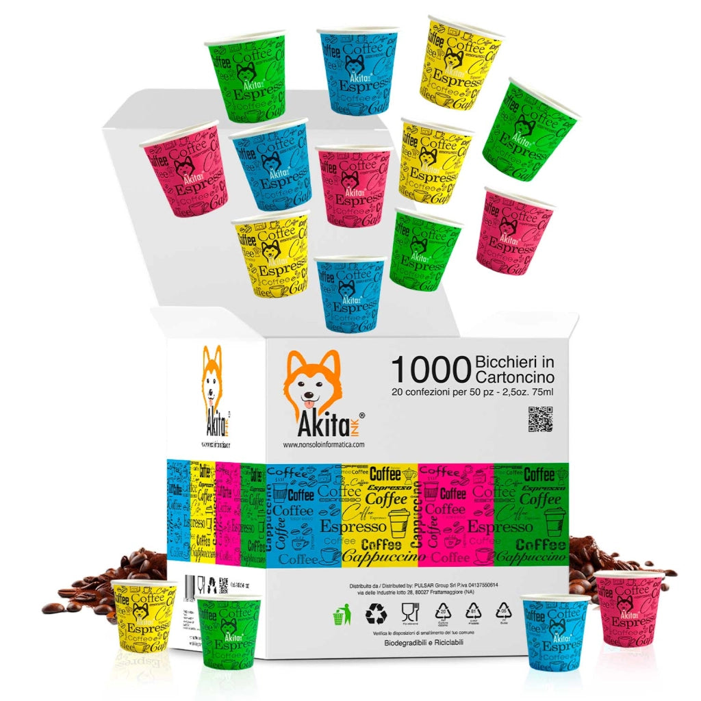Akitaink 1000 Bicchieri Carta Caffe Monouso Eco