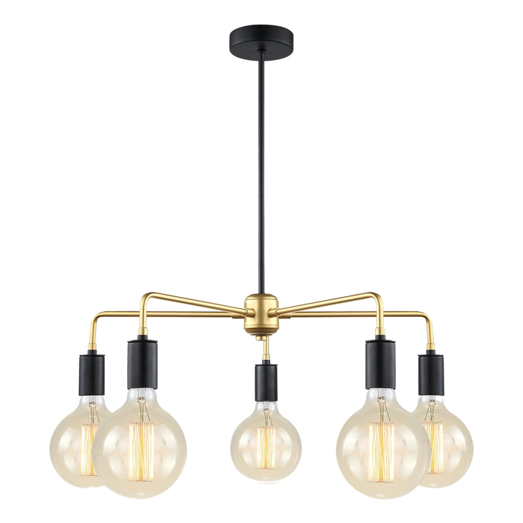Lampadario Italux Malene moderno nero oro 5xE27 dimmerabile