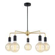 Lampadario Italux Malene moderno nero oro 5xE27 dimmerabile