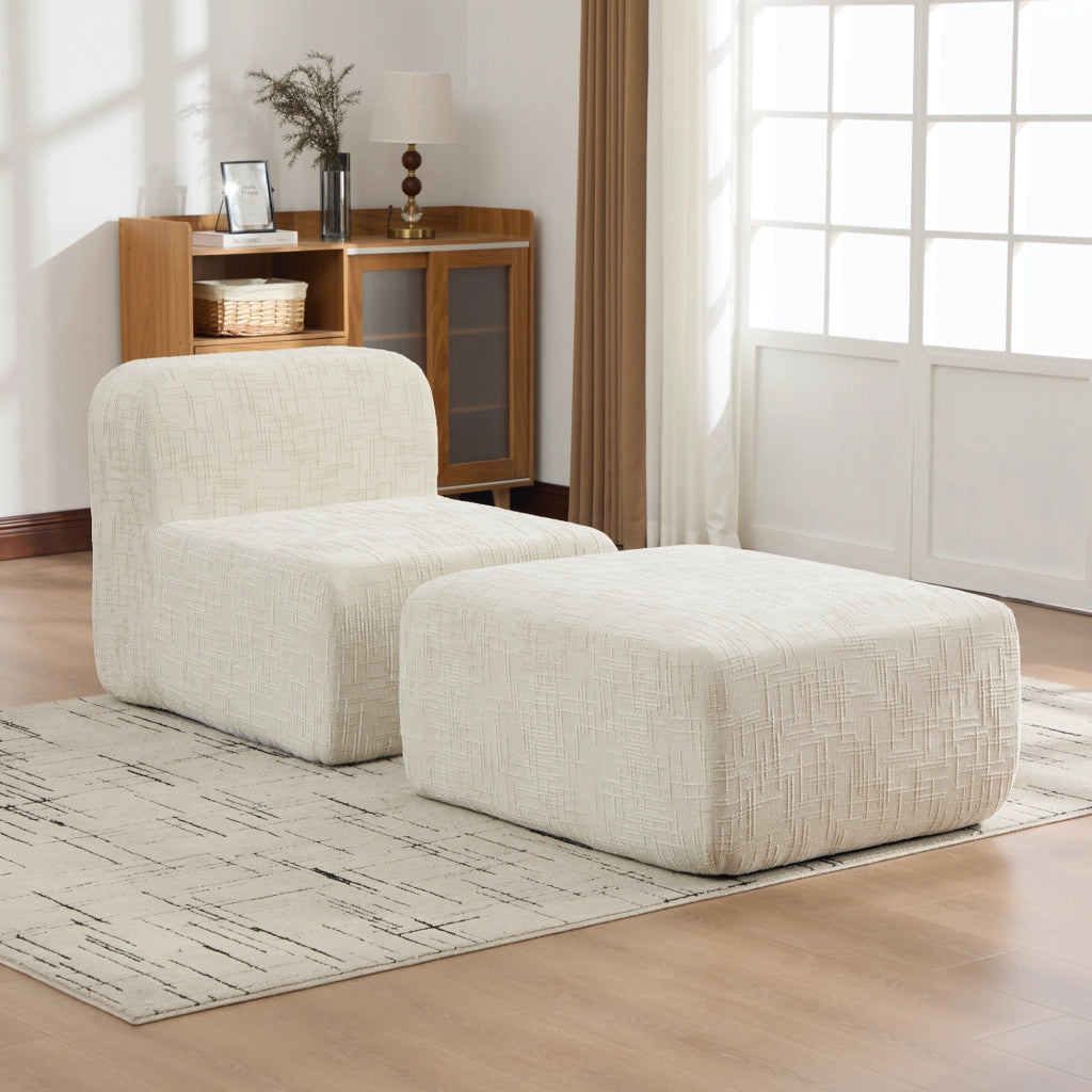 Poltrona reclinabile, poltrona modulare, tessuto chenille, schiuma ad alta elasticit¨¤ 30D, beige