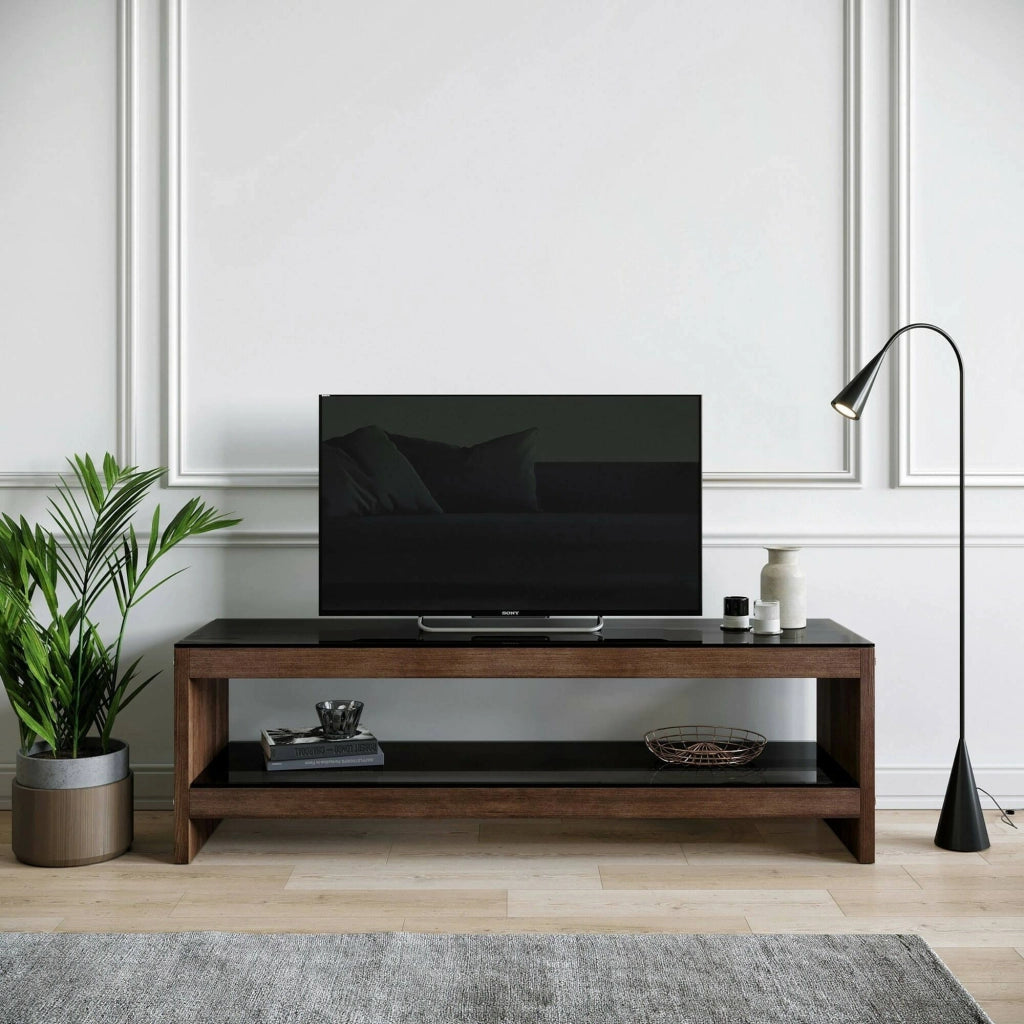 Mobile porta TV Wiley, Credenza da soggiorno, Armadio basso per TV, Base parete attrezzata, 140x40h45 cm, Noce