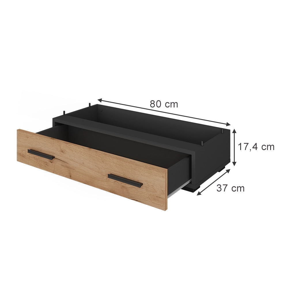 Vicco Modulo aggiuntivo Antracite/quercia dorata 80 x 17.4 cm con cassetto